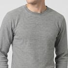 Men's Melange Mid Grey Long Sleeve Thermal, मिश्रित मध्यम ग्रे, small