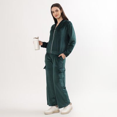 Women's Deep Forest Green Hooded Track suit