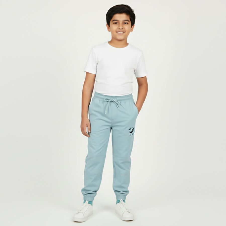 Boys' 100% Cotton Trouser, मध्यम नीला, large image number null