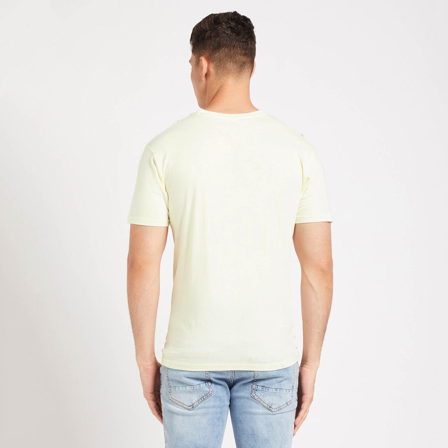 Cotton Solid Round Neck T-Shirt, Yellow, large image number null
