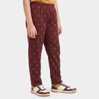 Girls' Wine Straight Fit Geometric Printed Pyjama, वाइन, small