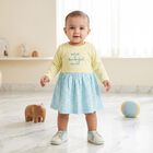 Infants' Yellow Fit and Flare Embroidered Long Sleeve Frock, पीला, small
