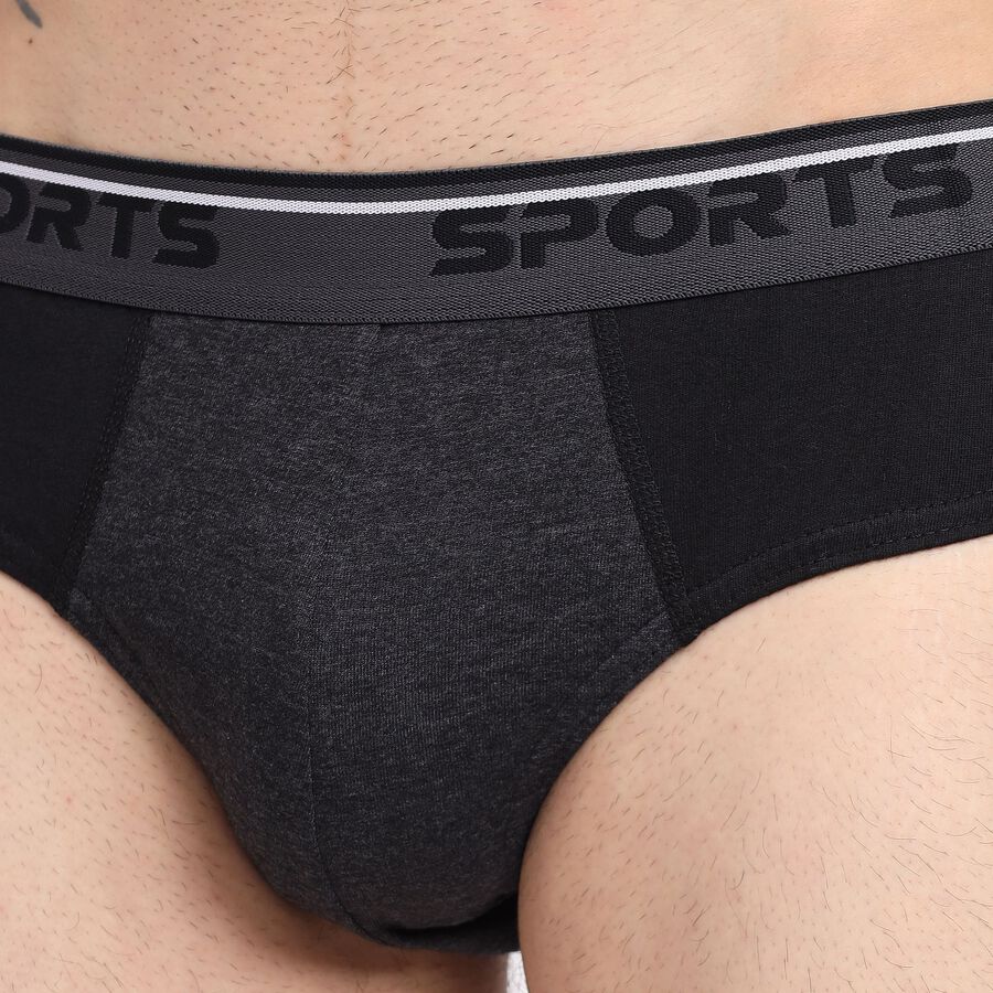 Men's 100% Cotton Briefs, Black, large image number null