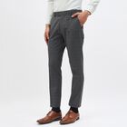 Men's Charcoal Grey Slim Fit Checkered Formal Trousers, Dark Grey, small image number null