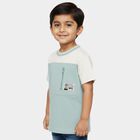 Boys Blue Organic Cotton Round Neck Casual T-Shirt, हल्का नीला, small