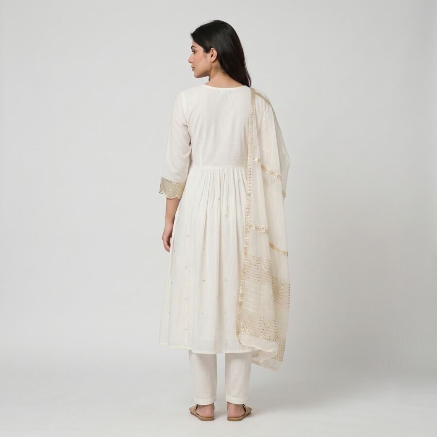Women's Cream Embellished Ethnic Set, Off White, large