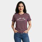 Women's Purple Round Neck Regular T-Shirt, बैंगनी, small