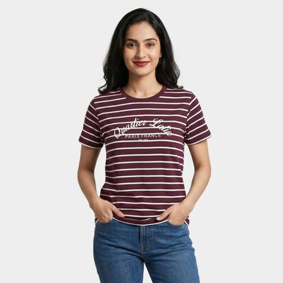 Women's Purple Round Neck Regular T-Shirt