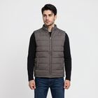 Men's Dark Grey Stand Collar Puffer Jacket, Dark Grey, small