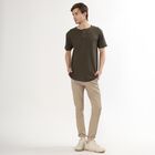 Men's Olive Henley Neck Casual T-Shirt, ओलिव, small image number null