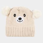 Girls' Soft Beige Bear Design Winter Cap, Off White, small image number null