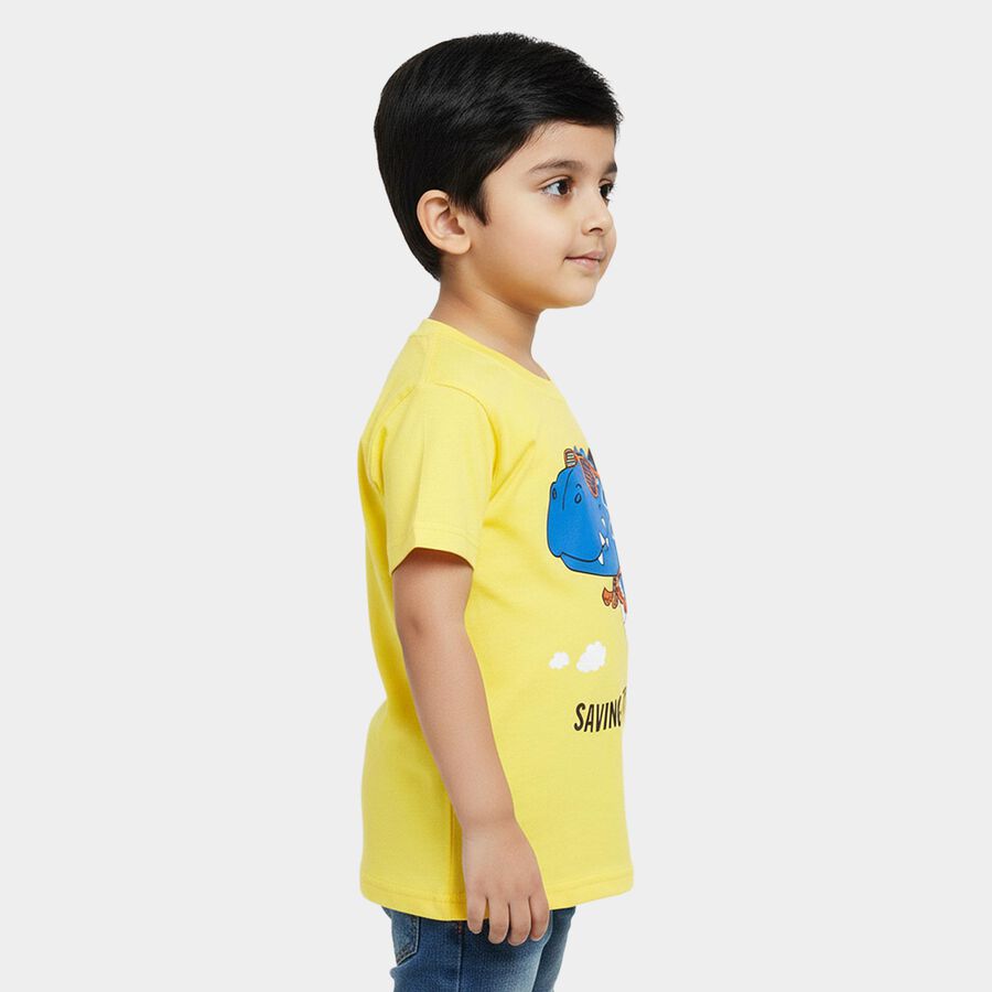 Boys' Half Sleeves T-Shirt, पीला, large