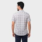 Men's Grey Cotton Spread Collar Shirt, Dark Grey, small