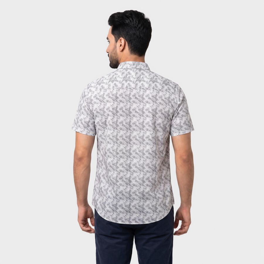 Men's Grey Cotton Spread Collar Shirt, Dark Grey, large