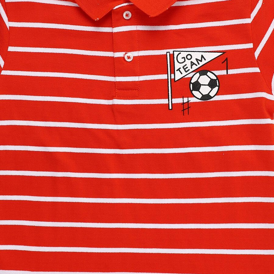 Boys Bright Cherry Red Cotton Crew Neck Casual Half Sleeve T-Shirt, Red, large