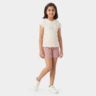 Girls White Peter Pan Collar Regular T-Shirt, सफ़ेद, small