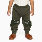 Infants Olive Green Dinosaur Printed Cotton Blend Pyjama, ओलिव, small image number null