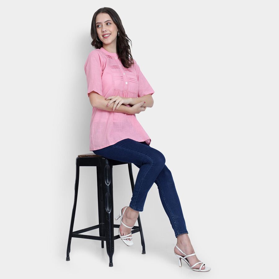 Ladies' 100% Cotton Kurti , गुलाबी, large image number null