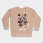Boys Muted Beige Crew Neck Casual Sweatshirt, गहरा पीला, small image number null