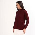 Women's Deep Burgundy High Neck Casual Sweatshirt, वाइन, small image number null