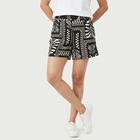 Women's Black Regular Fit Printed Shorts, काला, small