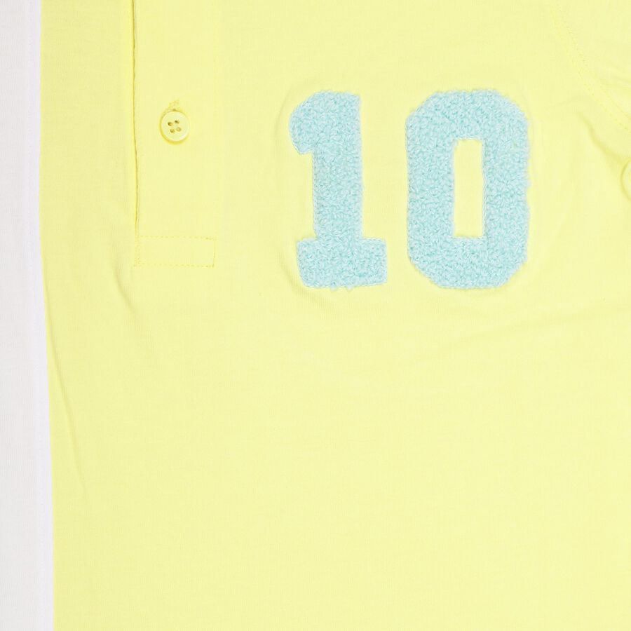 Boys' Bright Yellow Cotton Polo Neck Casual T-Shirt, Yellow, large image number null