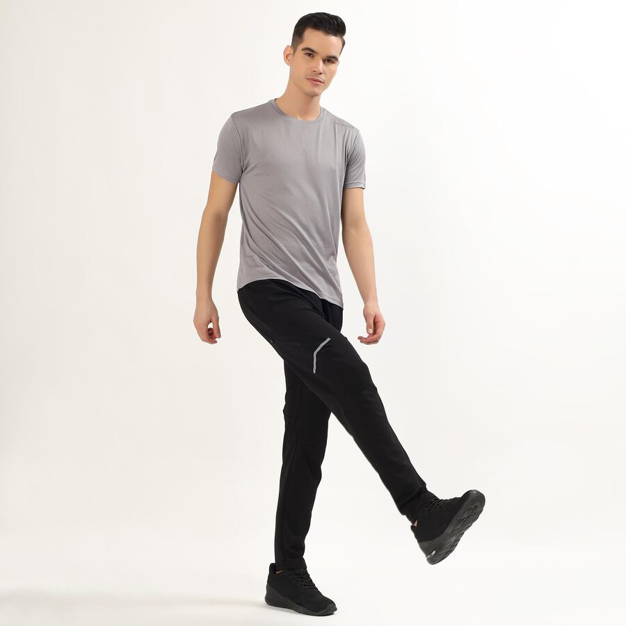 Men's Jet Black Slim Fit Reflective Track Pants, काला, large image number null