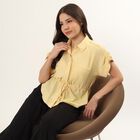 Women's Yellow Half Sleeve Classic Collar Casual Shirt, पीला, small