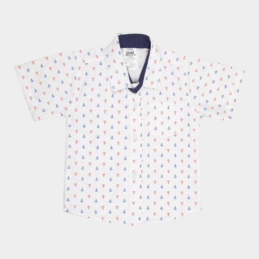 Infants Cotton Printed Shirt, White, large image number null