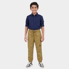 Boys' Khaki Tan Regular Fit Cargo Trousers, खाकी, small