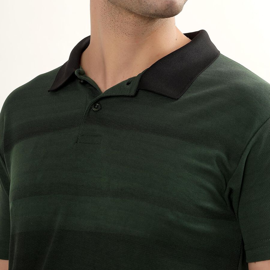 Men's Dark Olive Green Polo Neck Athleisure Polo T-Shirt, ओलिव, large