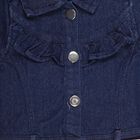 Girls' Deep Midnight Navy Straight-Fit Embroidered Cap Sleeve Frock, Dark Blue, small image number null
