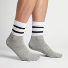 Men's Ankle Length Regular Fit Striped Pack of 3 Socks ( Black, Grey, Navy ), Navy Blue, small