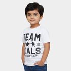 Boys Bright Snow White Round Neck Casual Half Sleeve T-Shirt, सफ़ेद, small image number null