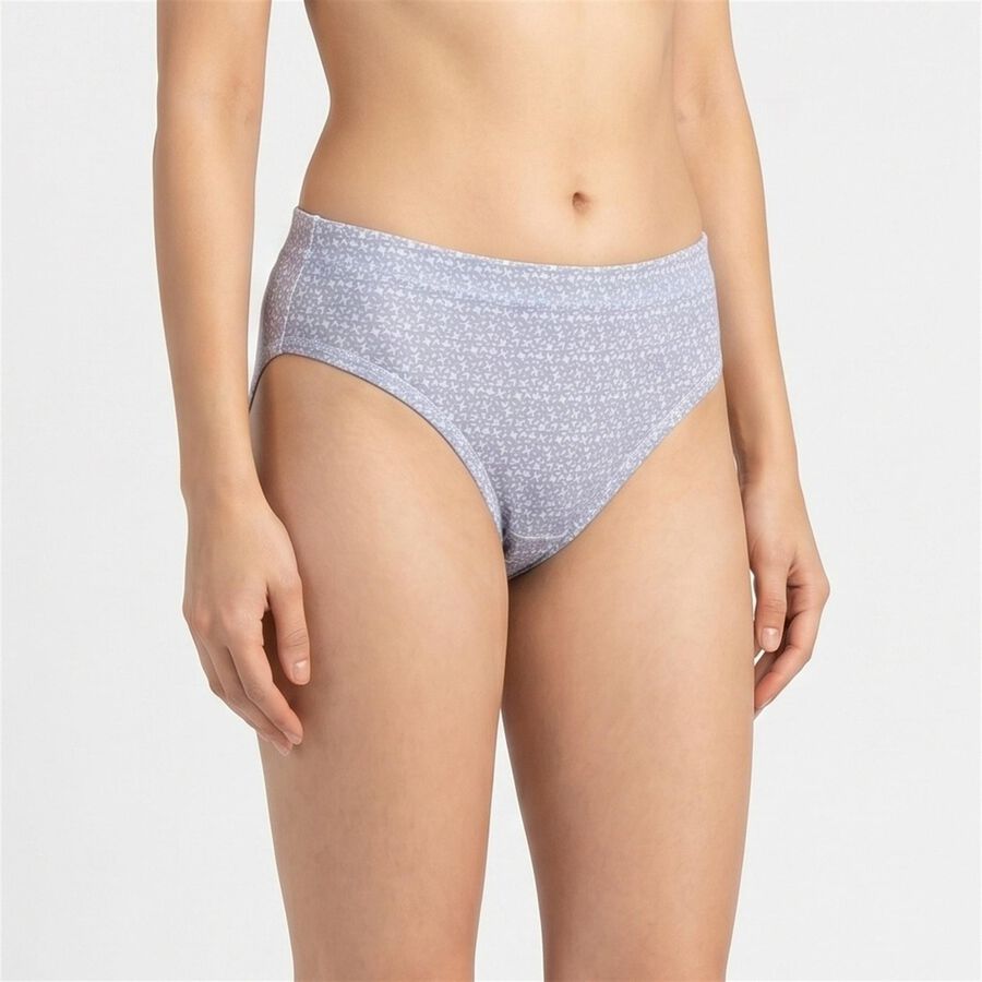 Women's Light Blue Regular Fit Printed Panty, हल्का नीला, large