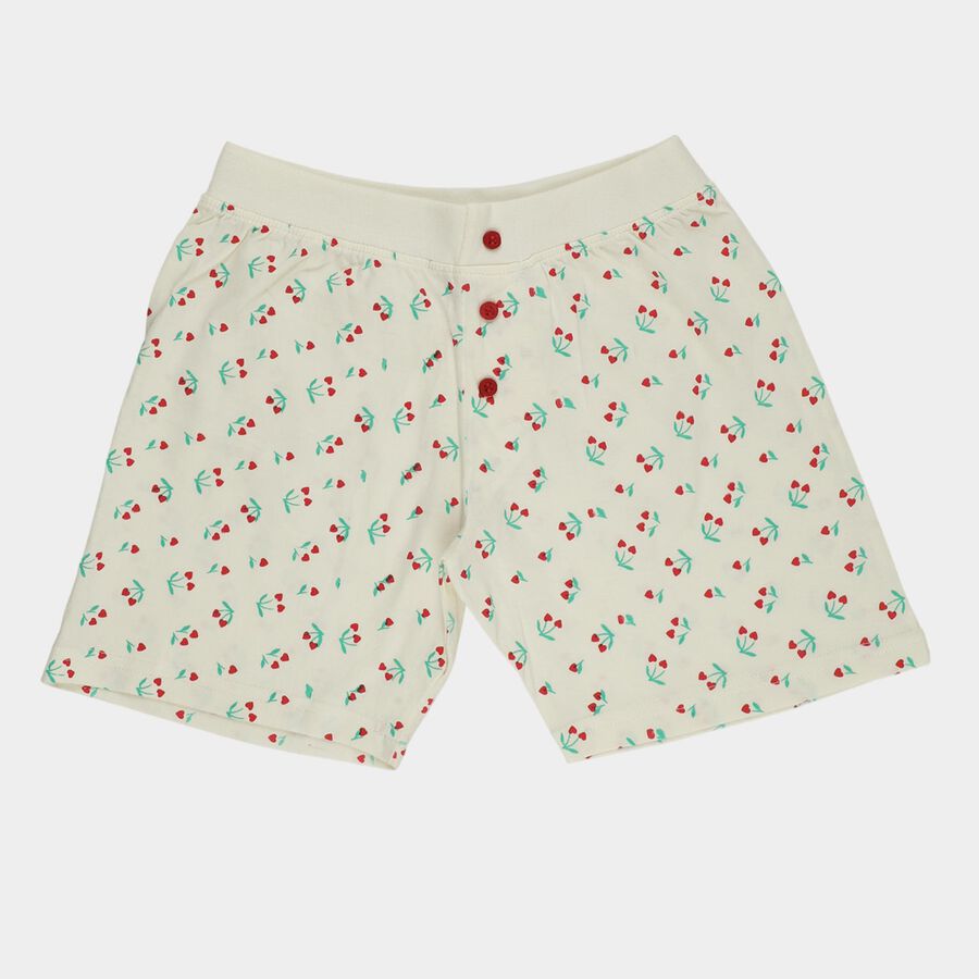 Girls' Off White Regular Fit Side Stripe Shorts, ऑफ व्हाइट, large