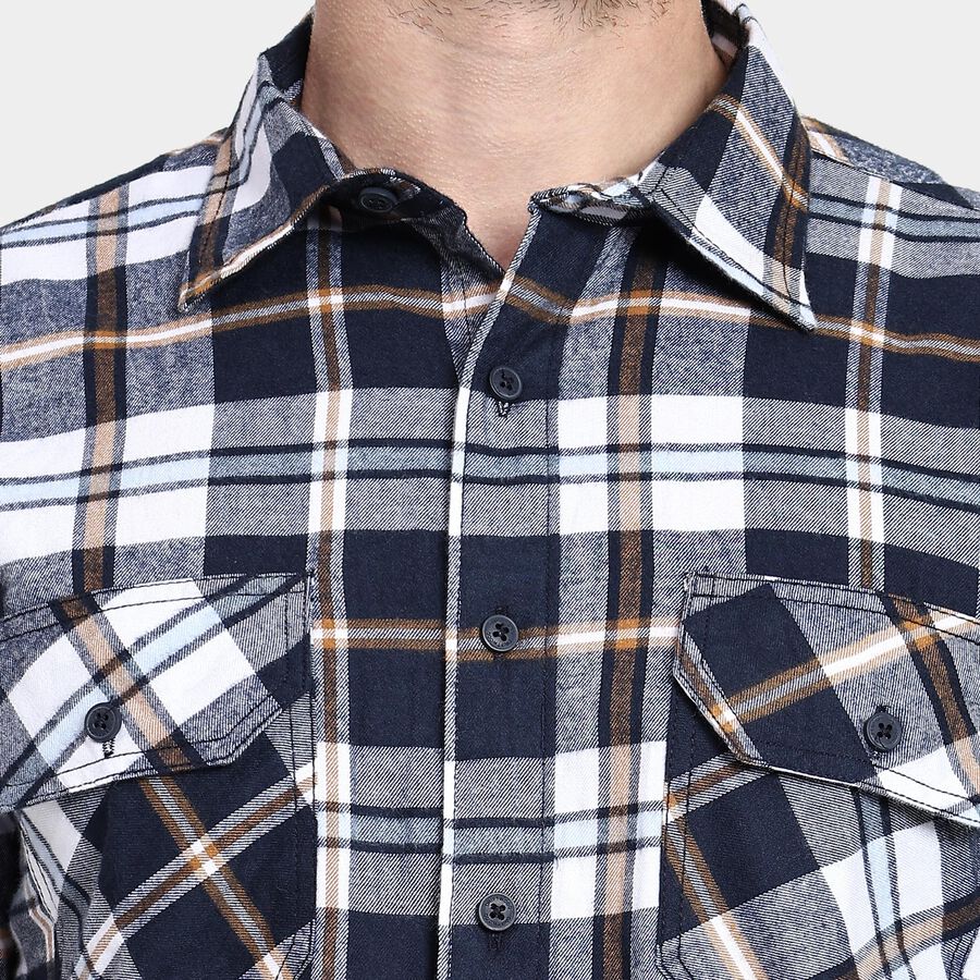 Men's 100% Cotton Casual Shirt, Dark Blue, large image number null