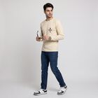 Men's Beige Round Neck Raglan T-Shirt, गहरा पीला, small