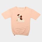 Girls Light Pink Cotton Round Neck Regular T-Shirt, Light Pink, small