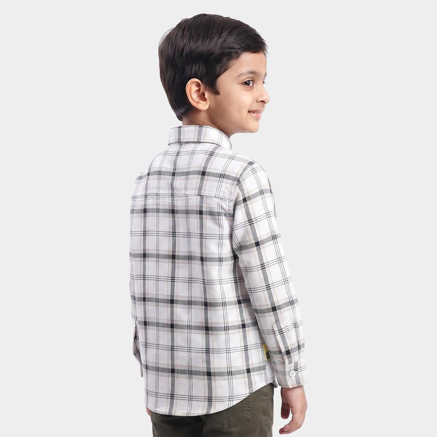Boys White Cotton Casual Shirt, White, large