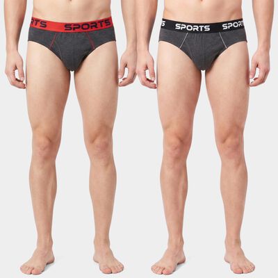 Men's Charcoal Regular Fit Solid Briefs