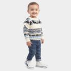 Infants' Cream Crew Neck Printed Pullover, ऑफ व्हाइट, small