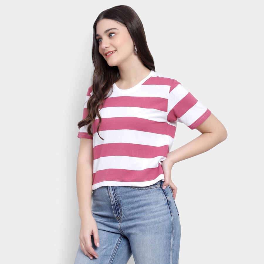 Round Neck T-Shirt, बैंगनी, large image number null