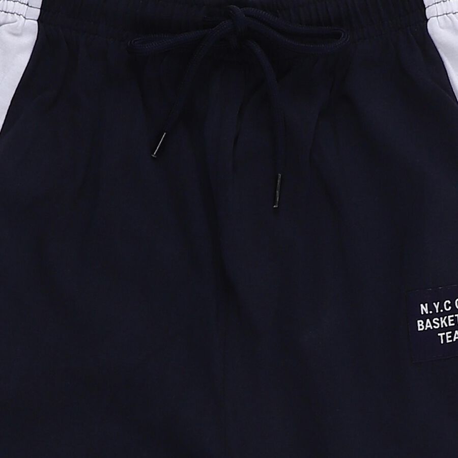 Boys' Navy Blue Color-Blocked Cotton Blend Pyjama, Navy Blue, large