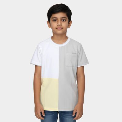 Boys Yellow Round Neck Casual Half Sleeves T-Shirt