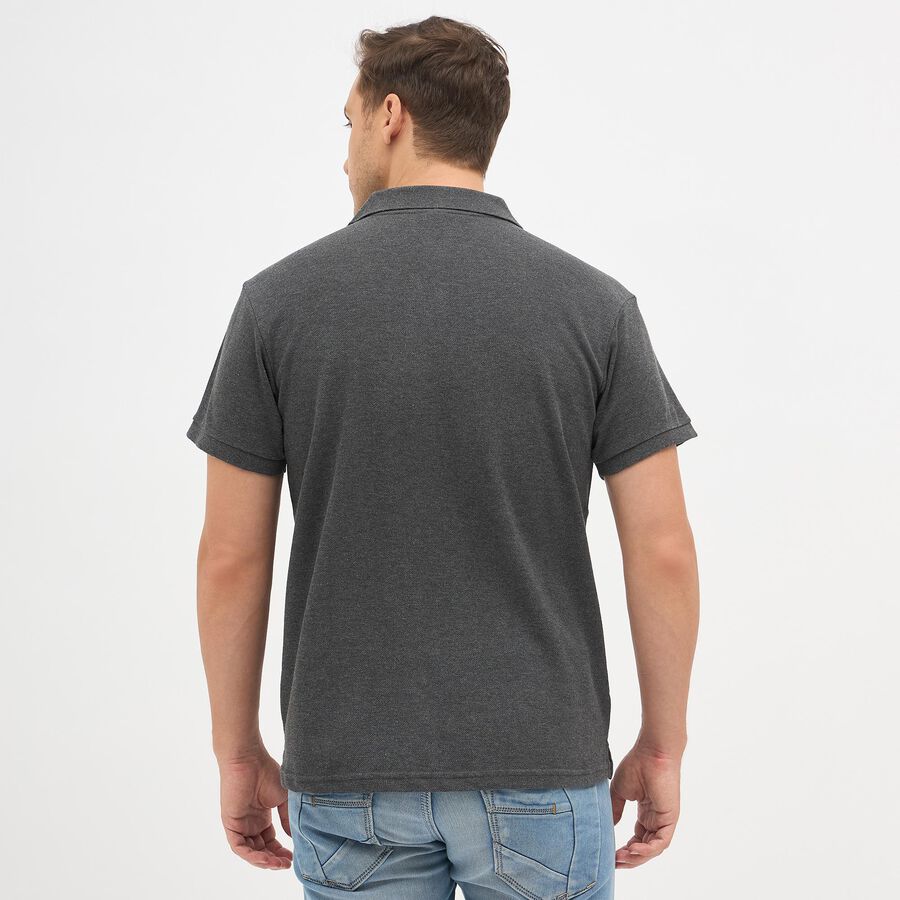 Men's Collared Half Sleeves T-Shirt, चारकोल, large image number null