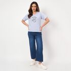 Women's Blue Wide Leg High Rise Jeans, Mid Blue, small