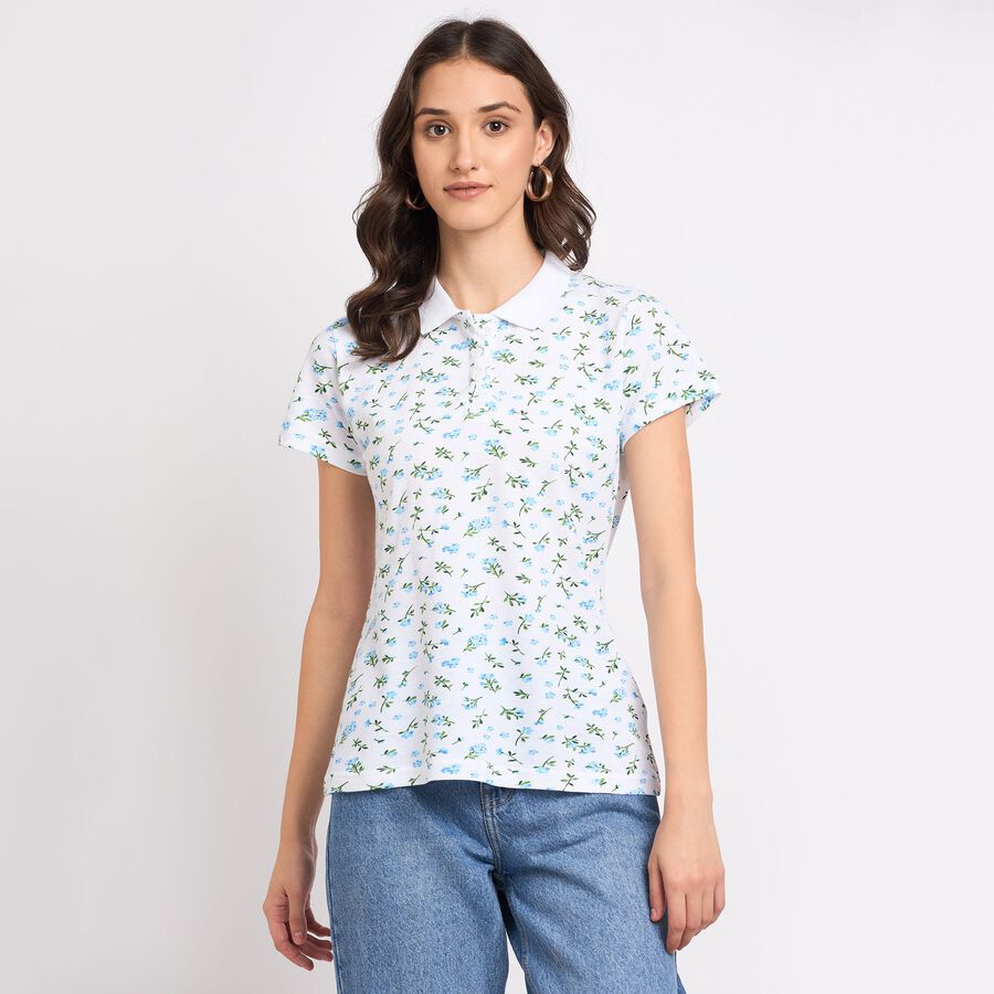 Ladies' 100% Cotton Polo T-Shirt, ऑफ व्हाइट, large image number null