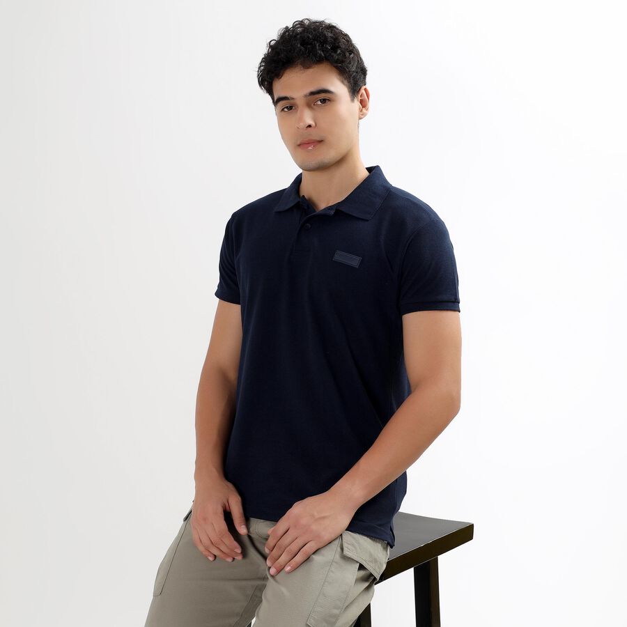 Men's Collared Half Sleeves T-Shirt , Dark Blue, large image number null
