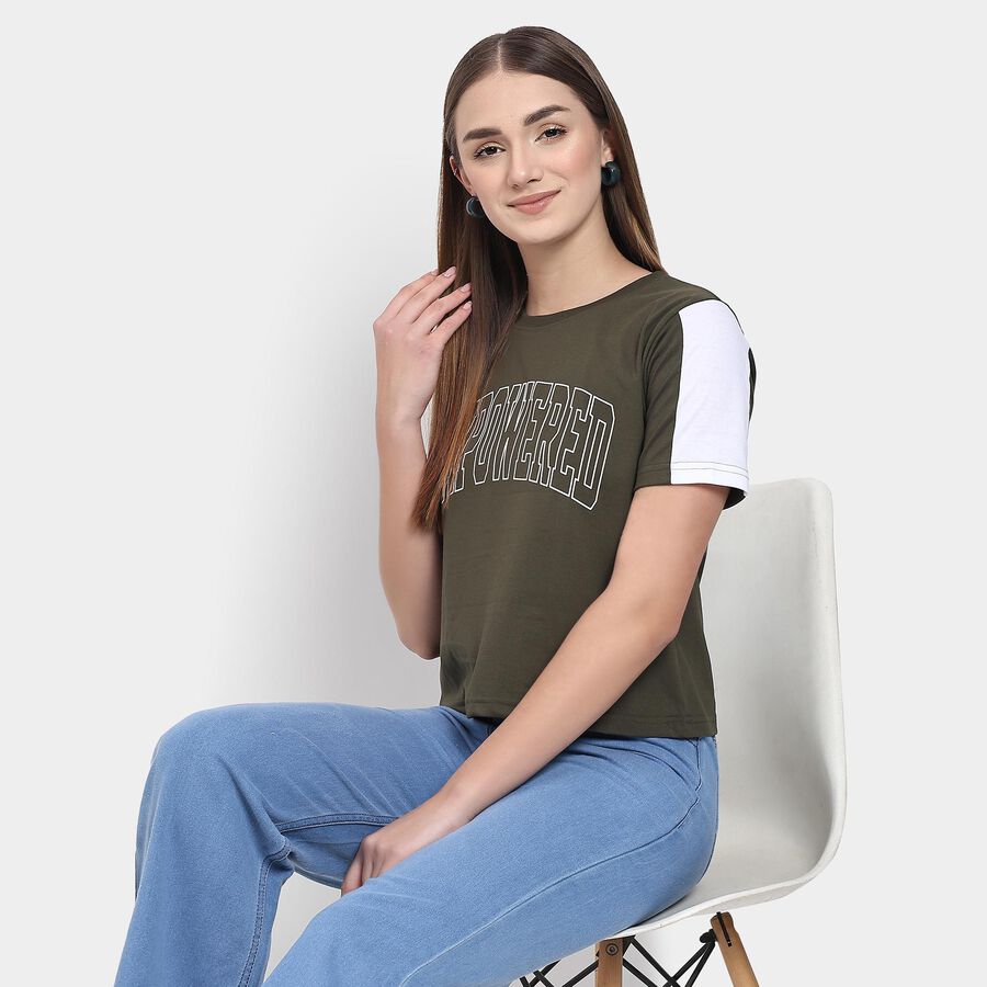 Ladies' Round Neck T-Shirt , ओलिव, large image number null